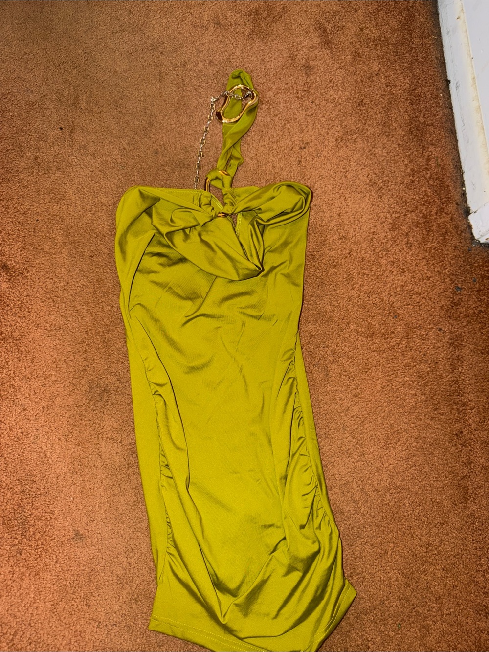 Strapless Halter Knot Front Dress - Olive Green